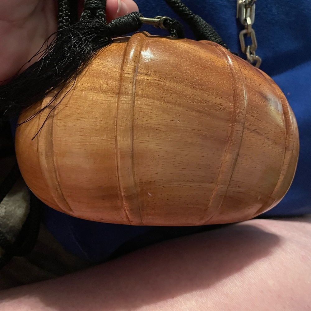 Timmy Woods Wooden Barrel Clutch with Black Tassel - Picture 6 of 6
